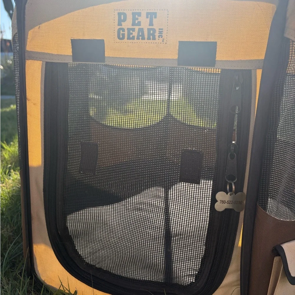 Portable Brown and Black Pet Playpen by